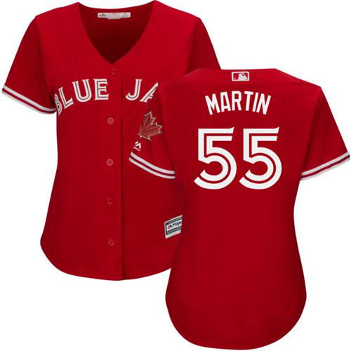 Blue Jays #55 Russell Martin Red Canada Day Women's Stitched MLB Jersey - Click Image to Close